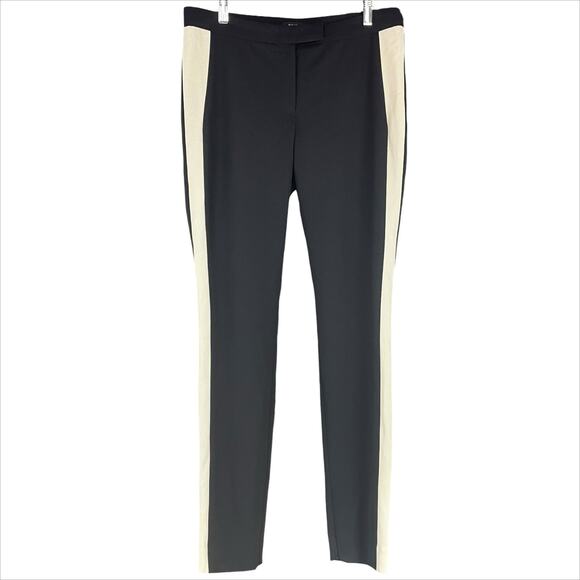 ARITZIA BABATON Black Wool Ankle-Zip Dress Pants w/ Cream Tuxedo Stripes Size 8 - Picture 1 of 8